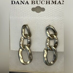 NWT Dana Buchman gold post earrings with rhinestone